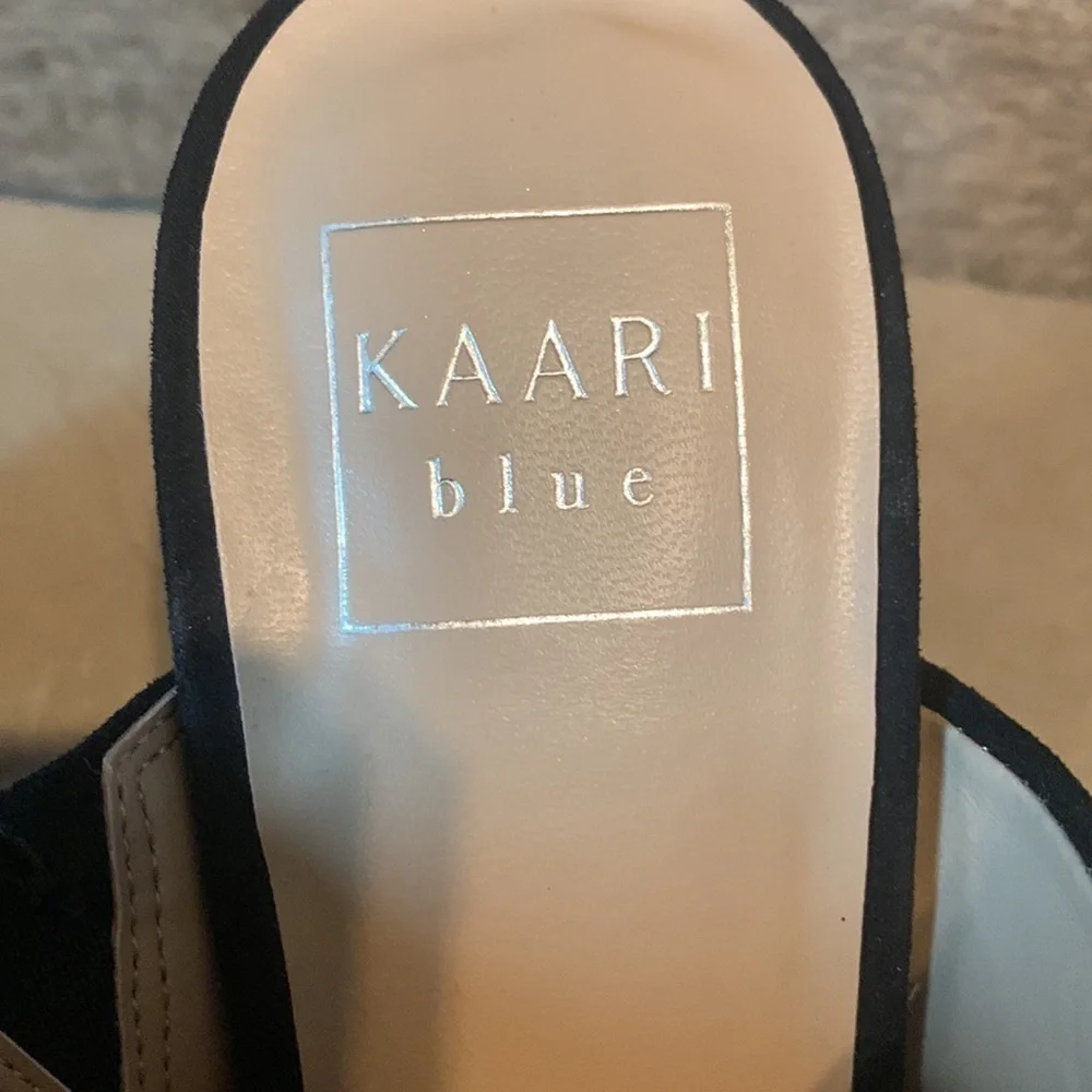 KAARI blue 8.5 suede look peep toe heels